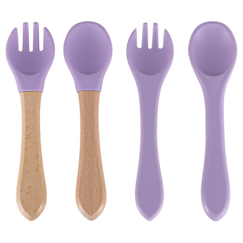 Naczynia silikonowe dla dzieci zestaw 8 elementów fioletowe - obrazek 8