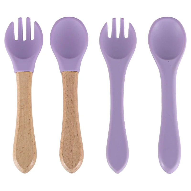 Naczynia silikonowe dla dzieci zestaw 8 elementów fioletowe - obrazek 8