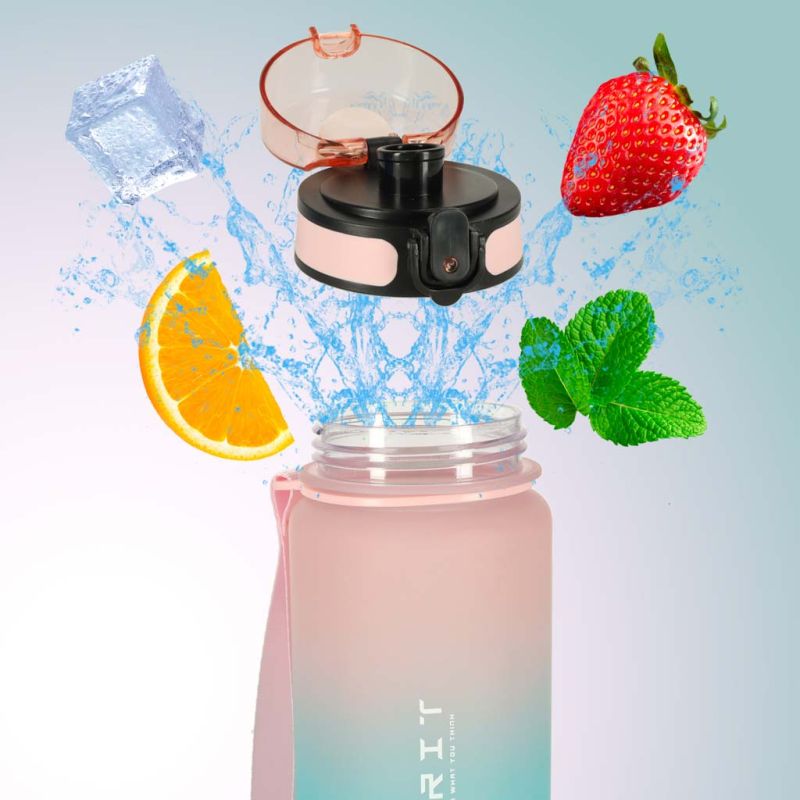 Butelka na wodę bidon z ustnikiem sportowy BPA FREE 600ml różowo-niebieski - obrazek 10