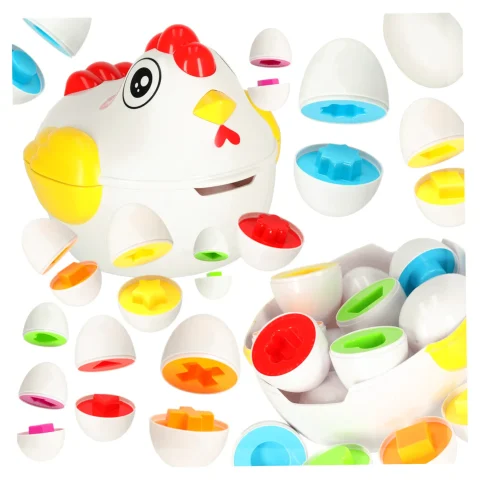 Układanka edukacyjna dopasuj kształty jajka 12 szt. kura