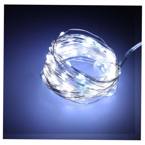 Lampki LED druciki dekoracyjne świąteczne choinkowe 5m 50LED zimny biały