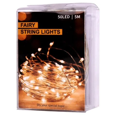 Lampki LED druciki dekoracyjne świąteczne choinkowe 5m 50LED zimny biały