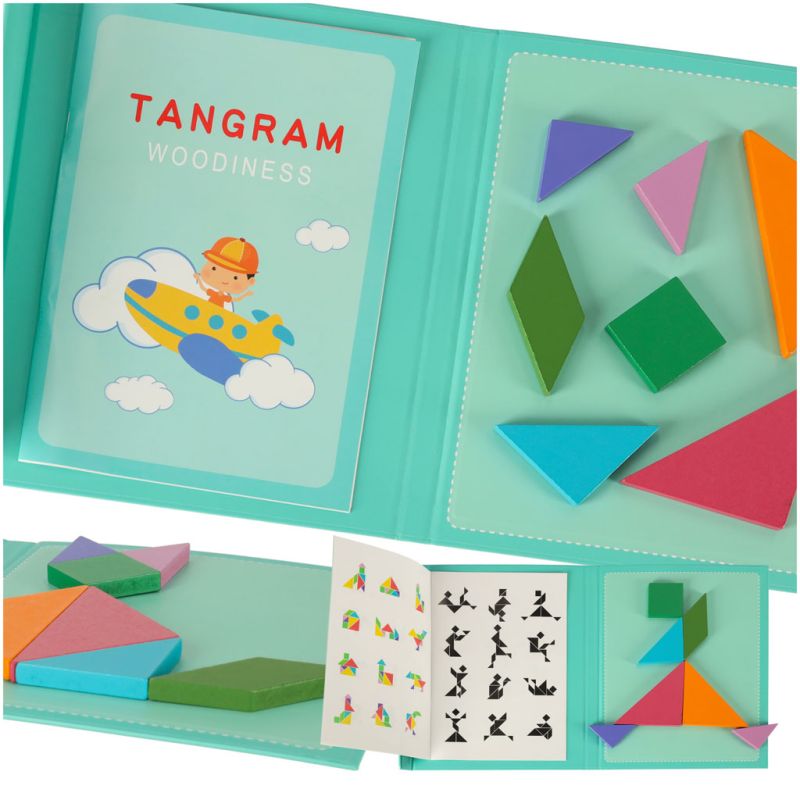 Tangram książeczka magnetyczna układanka montessori klocki gra logiczna 3D - obrazek 2