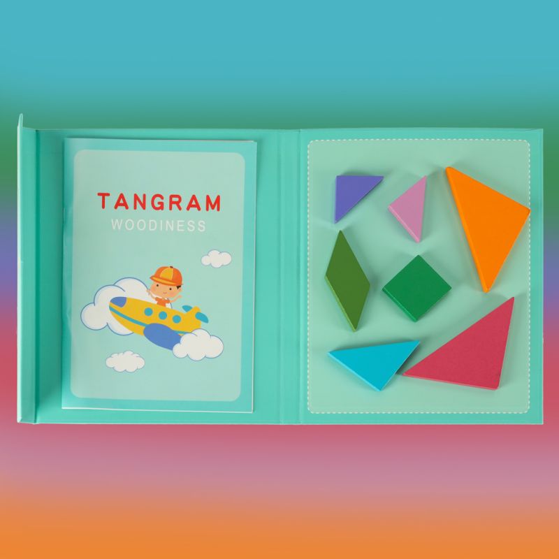 Tangram książeczka magnetyczna układanka montessori klocki gra logiczna 3D - obrazek 12