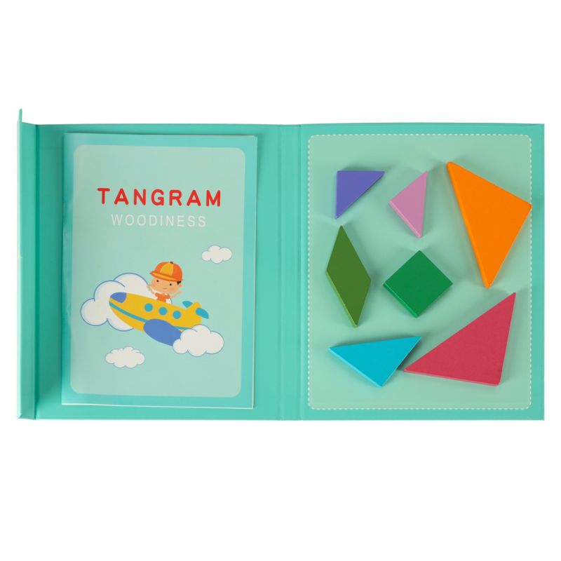 Tangram książeczka magnetyczna układanka montessori klocki gra logiczna 3D - obrazek 4