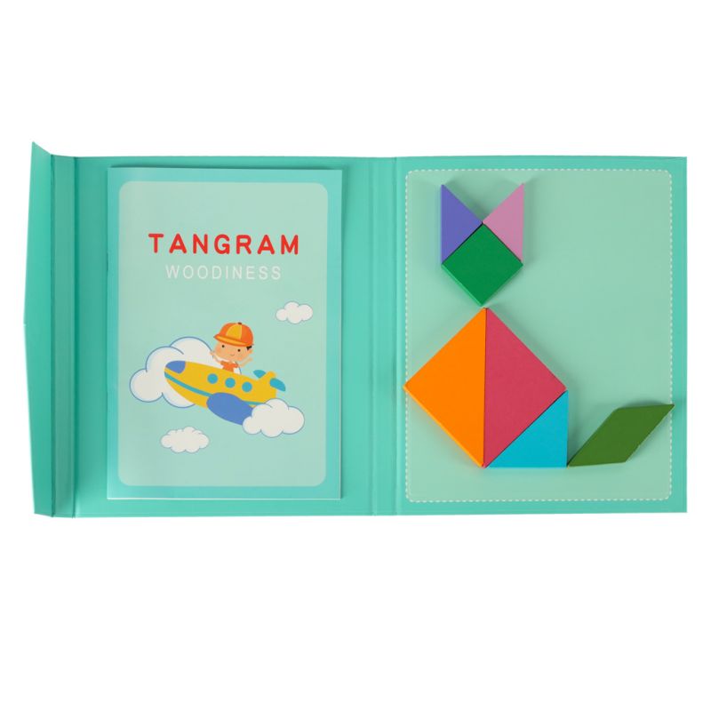 Tangram książeczka magnetyczna układanka montessori klocki gra logiczna 3D - obrazek 6