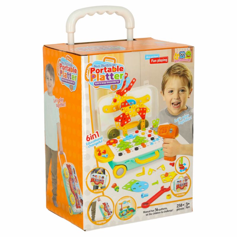 Wkrętarka wiertarka śrubki klocki konstrukcyjne zestaw majsterkowicza walizka 258 elementów - obrazek 15