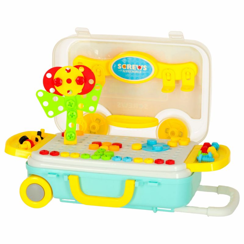 Wkrętarka wiertarka śrubki klocki konstrukcyjne zestaw majsterkowicza walizka 258 elementów - obrazek 4