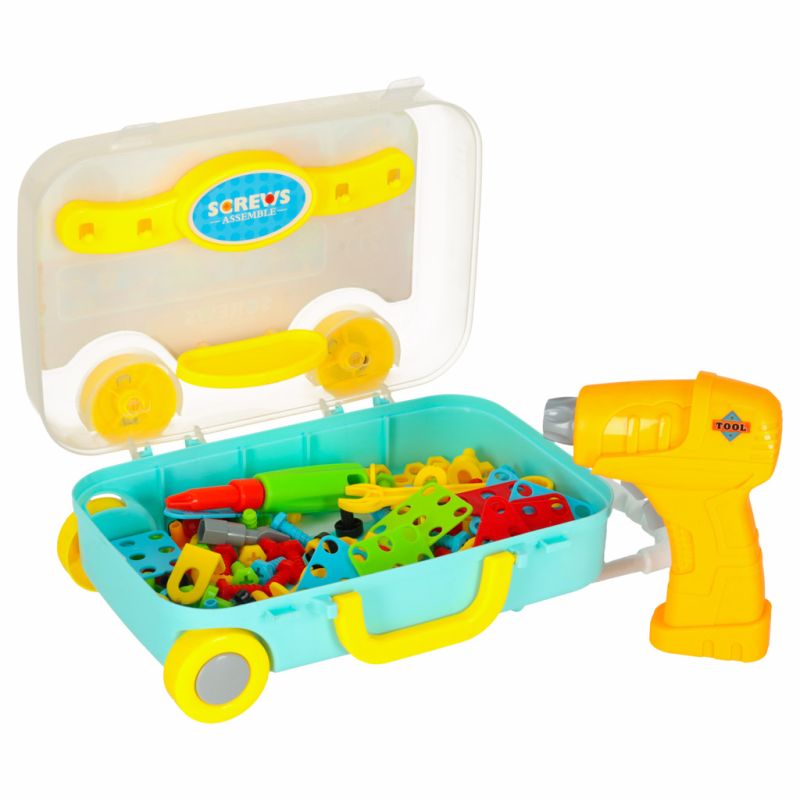 Wkrętarka wiertarka śrubki klocki konstrukcyjne zestaw majsterkowicza walizka 258 elementów - obrazek 5