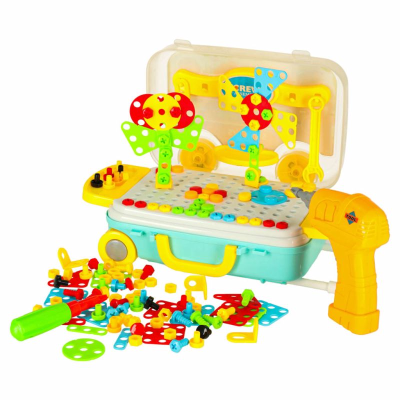 Wkrętarka wiertarka śrubki klocki konstrukcyjne zestaw majsterkowicza walizka 258 elementów - obrazek 6