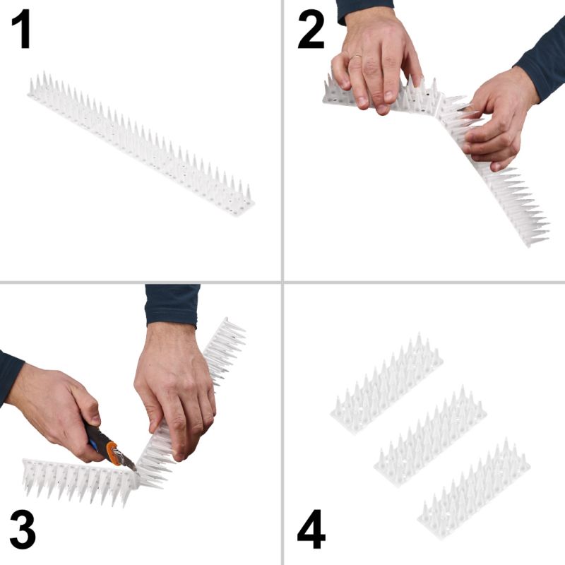 Kolce na gołębie listwa na ptaki odstraszasz plastikowe gęste białe 8el. 43 cm - obrazek 4