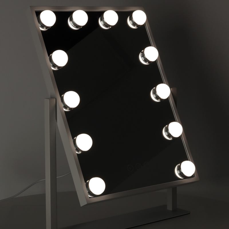 Lusterko do makijażu kosmetyczne podświetlane 12 LED Hollywood z 12 żarówkami USB 30 x 40 cm - obrazek 6