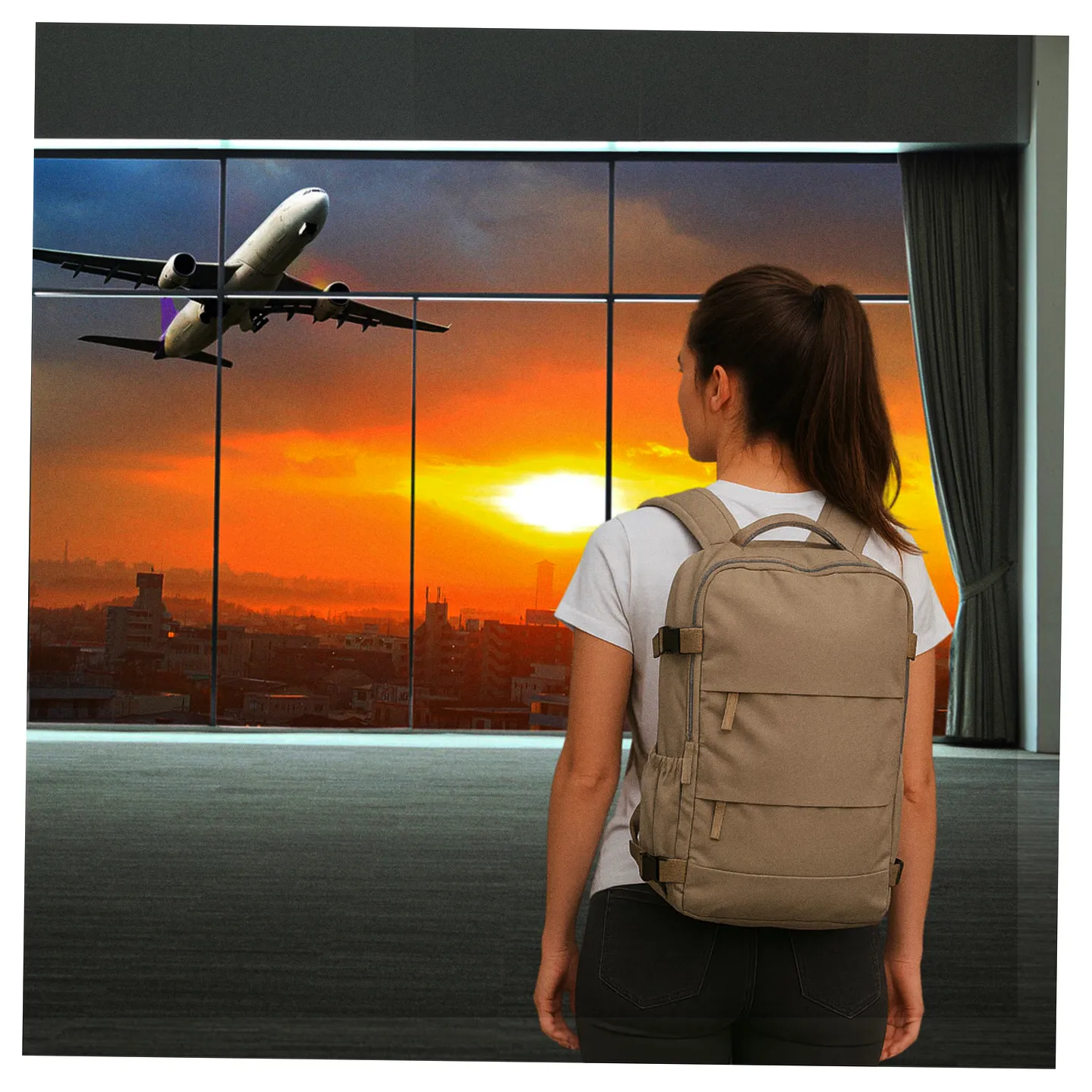 Plecak turystyczny kabinowy podróżny bagaż podręczny szary 45x30 cm - obrazek 12