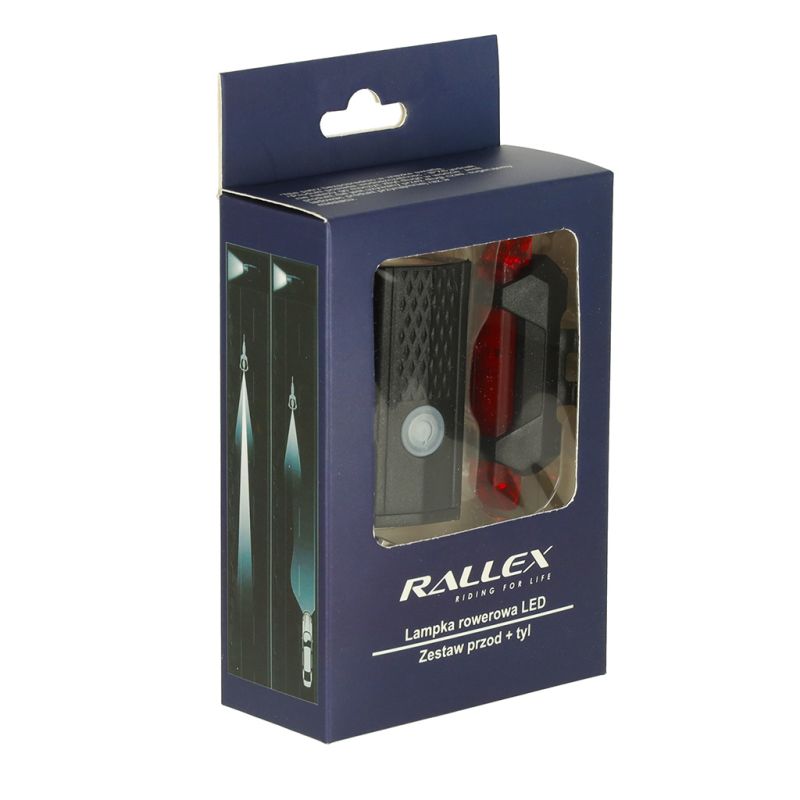 Lampka rowerowa LED RALLEX zestaw tył-przód na rower kierownicę USB - obrazek 8