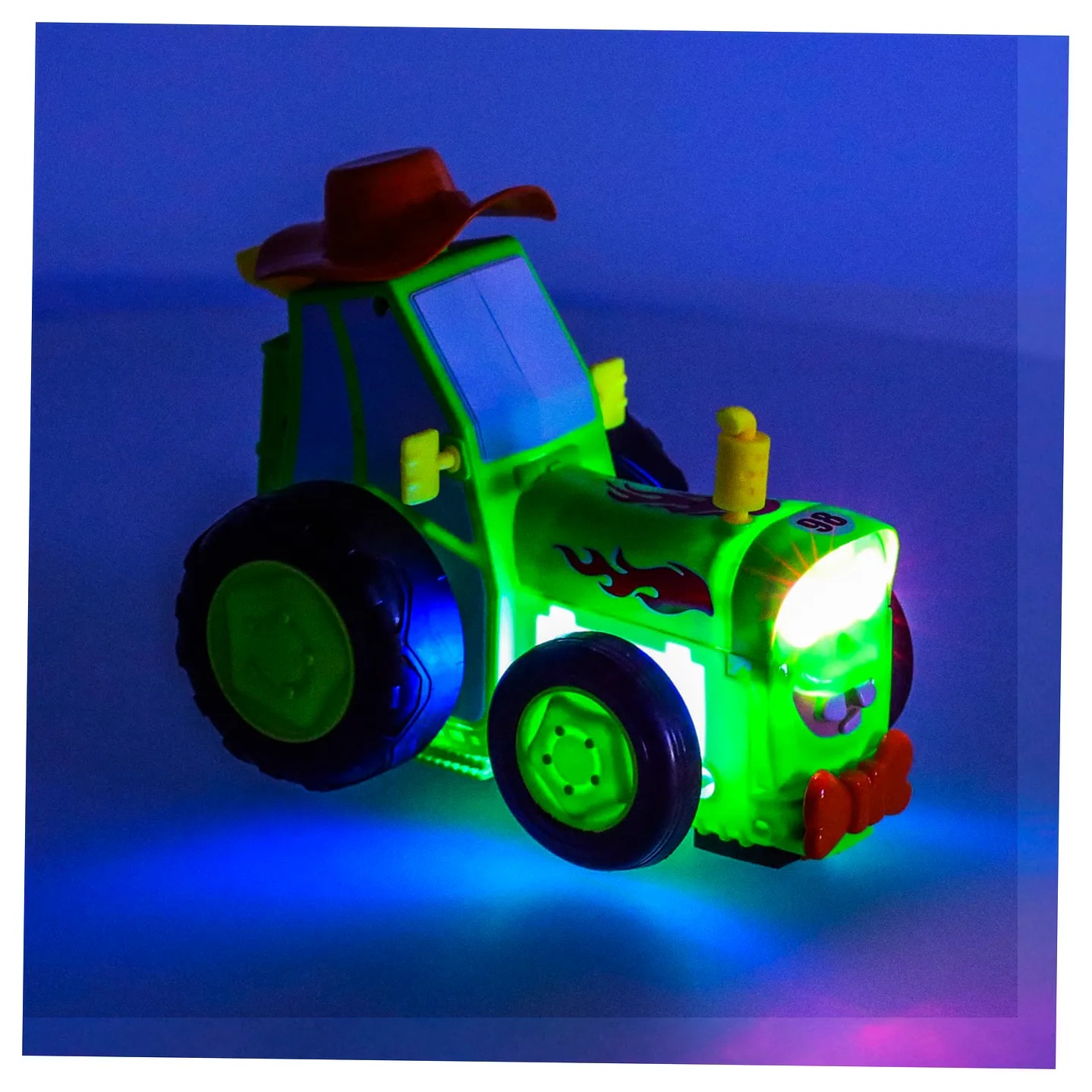 Traktor ciągnik zdalnie sterowany na pilota RC skaczący tańczący dźwięk zielony - obrazek 5