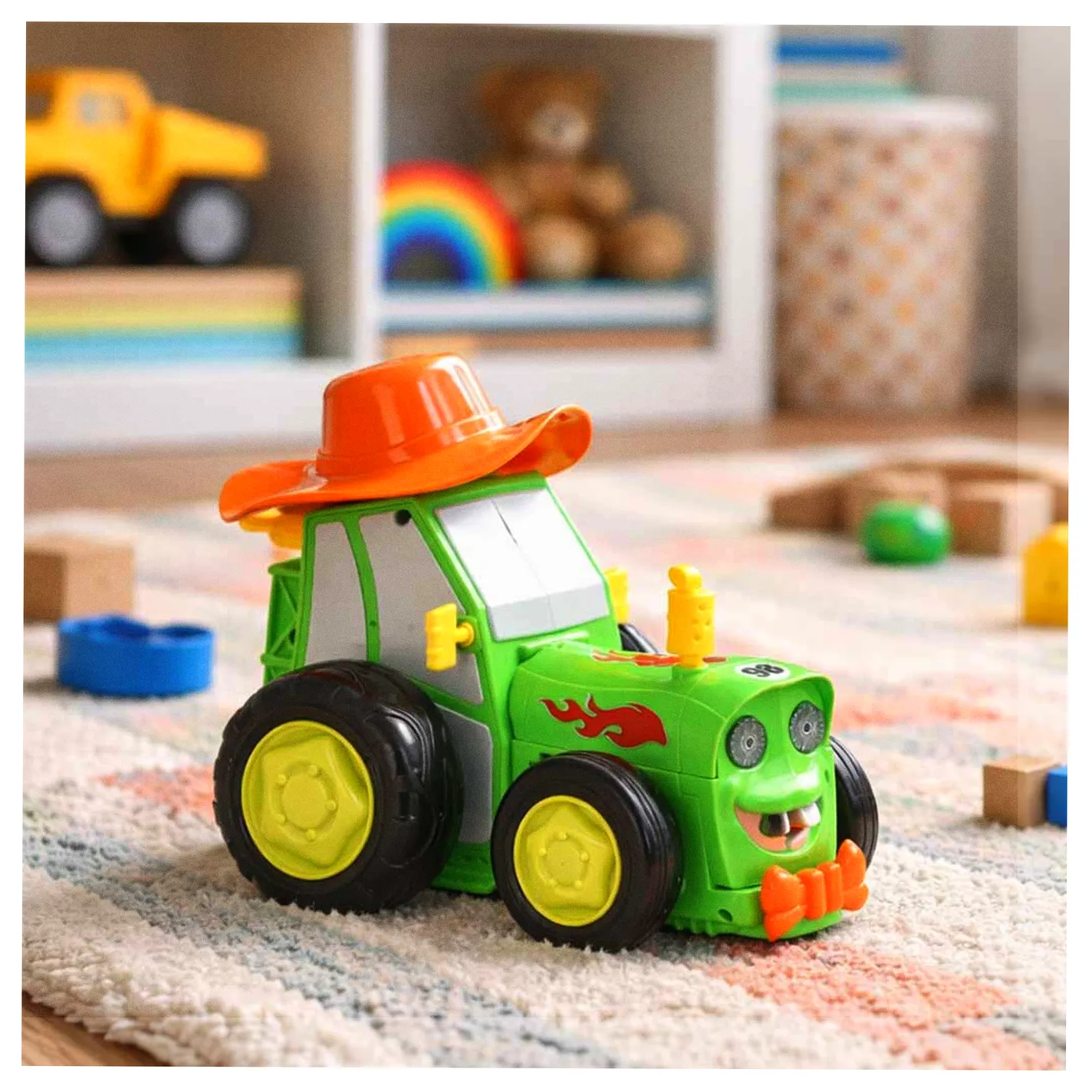 Traktor ciągnik zdalnie sterowany na pilota RC skaczący tańczący dźwięk zielony - obrazek 10