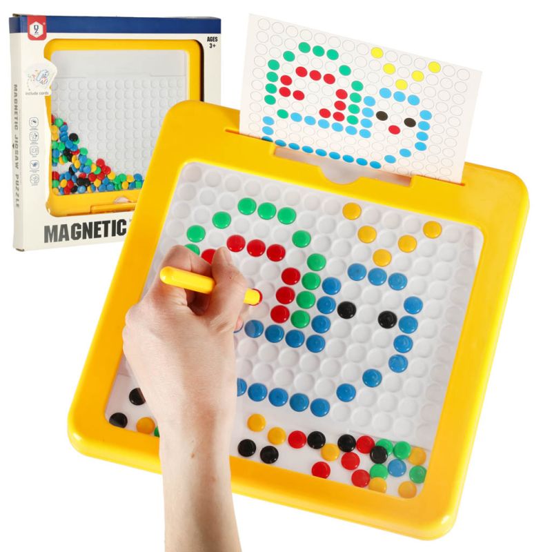 Tablica magnetyczna montessori mozaika kolorowe kropki żółta 26 x 26 cm - obrazek 9