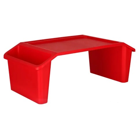 Stolik pod laptopa z organizerem podróżny samochodowy dla dzieci z kieszeniami śniadaniowy podstawka przenośny stabilny czerwony