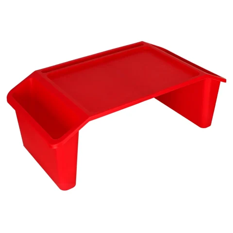 Stolik pod laptopa z organizerem podróżny samochodowy dla dzieci z kieszeniami śniadaniowy podstawka przenośny stabilny czerwony