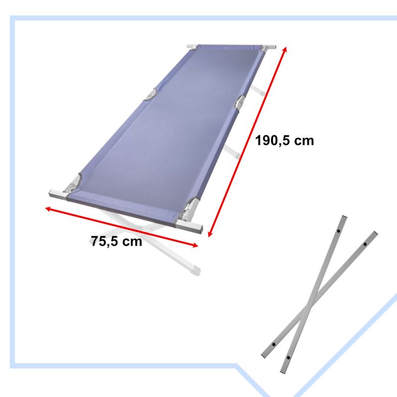 Łóżko polowe LUARO składane turystyczne kanadyjka XXL niebieskie 150kg - obrazek 3