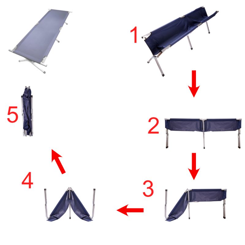 Łóżko polowe LUARO składane turystyczne kanadyjka XXL niebieskie 150kg - obrazek 6