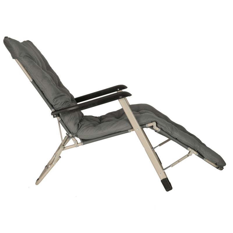 Leżak ogrodowy LUARO fotel składany turystyczny z poduszką szary - obrazek 4