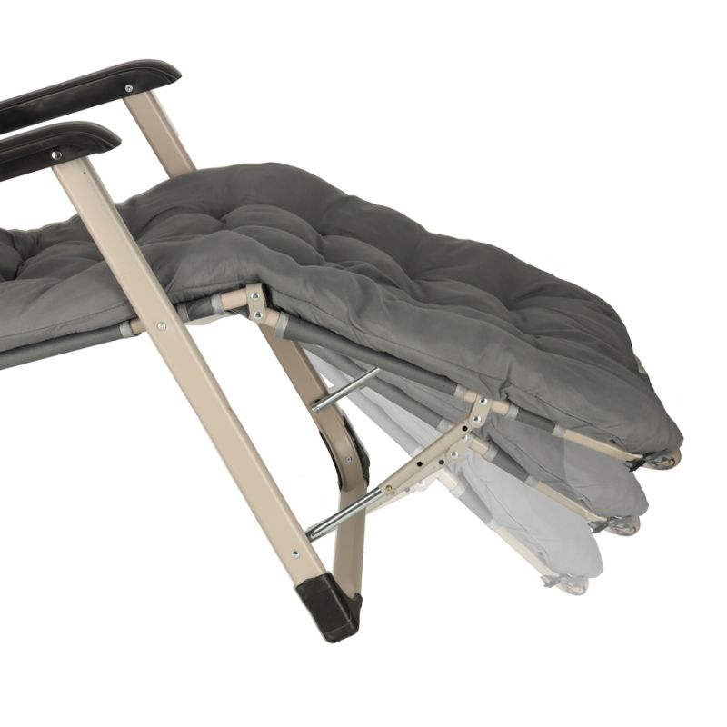 Leżak ogrodowy LUARO fotel składany turystyczny z poduszką szary - obrazek 6