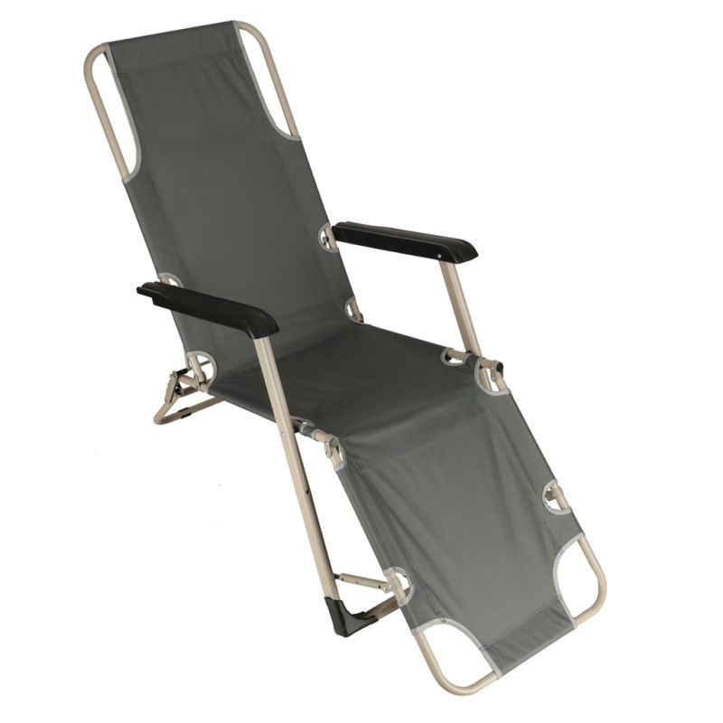 Leżak ogrodowy LUARO fotel składany turystyczny z poduszką szary - obrazek 8