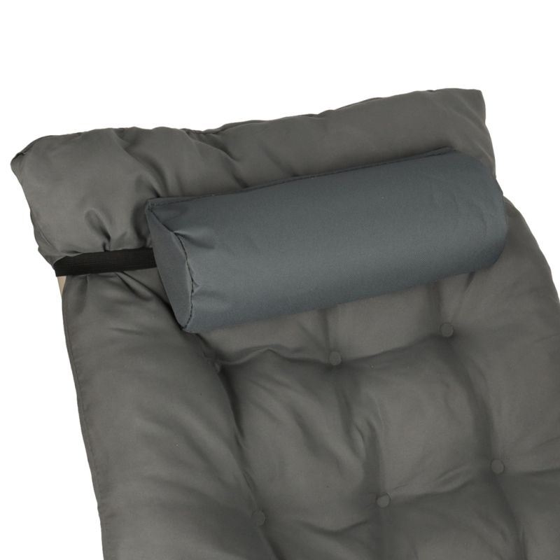 Leżak ogrodowy LUARO fotel składany turystyczny z poduszką szary - obrazek 10