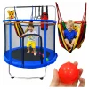 Trampolina dla dzieci ogrodowa siatka piłki koszykówka 155cm niebieska