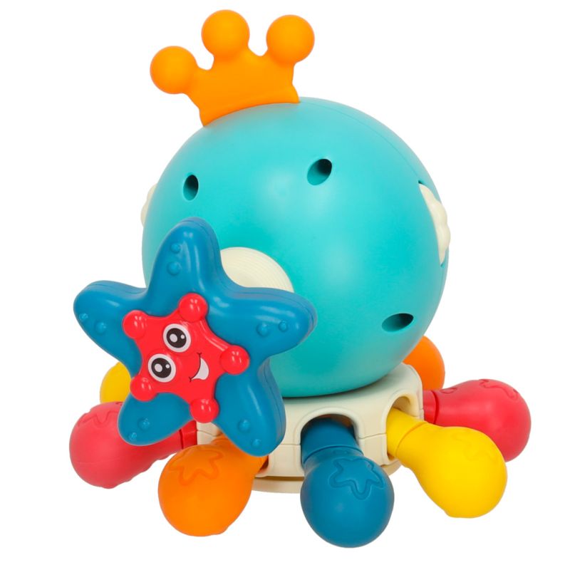 Zabawka sensoryczna gryzak dla niemowląt ośmiornica Bibi-inn niebieska - obrazek 5