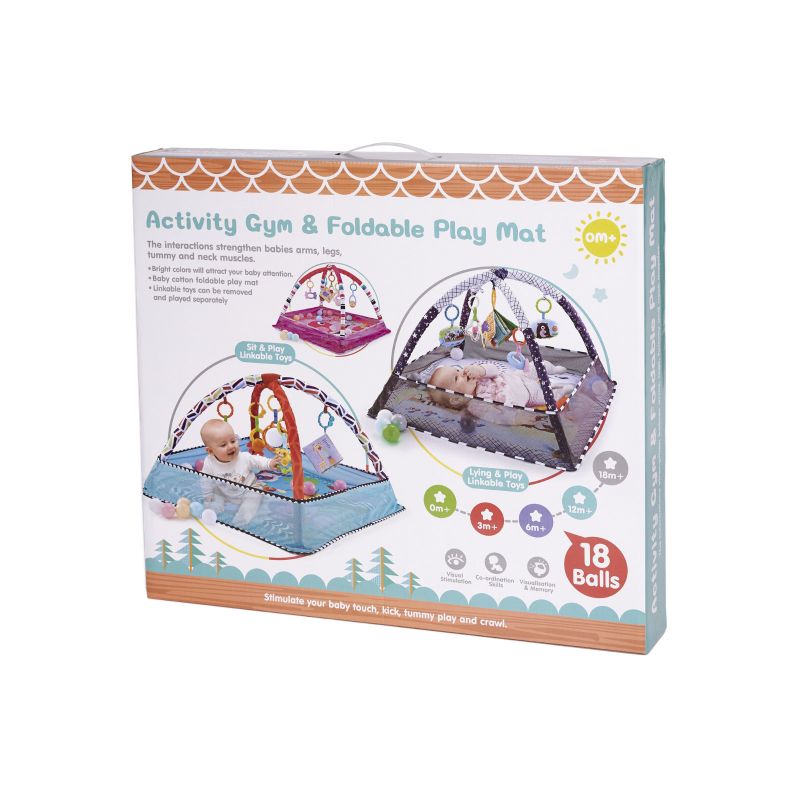 Mata Edukacyjna z pałąkami Basen z piłeczkami różowa - obrazek 9