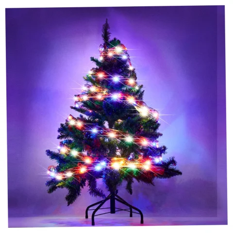 Wstążka ozdobna taśma LED 10m 100LED lampki choinkowe ozdoba świąteczna multikolor na baterie