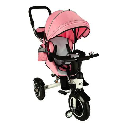 Rowerek trójkołowy Trike Fix V3 rower spacerówka 3w1 obracany 360 wolne koło różowy