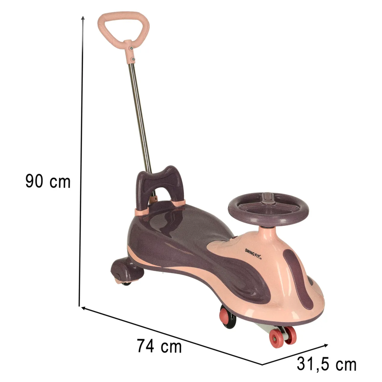Jeździk grawitacyjny LED Swing FIX S2 skuter z rączką fioletowy max 100kg - obrazek 11