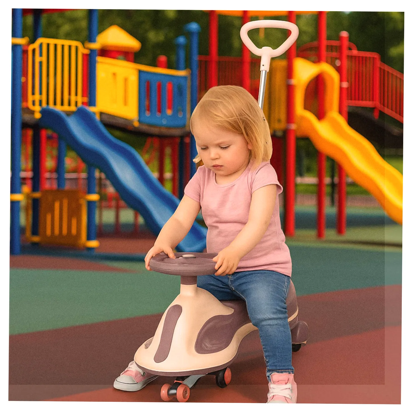 Jeździk grawitacyjny LED Swing FIX S2 skuter z rączką fioletowy max 100kg - obrazek 10