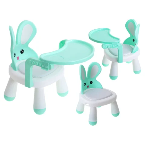 Krzesełko stolik do karmienia i zabawy miętowy