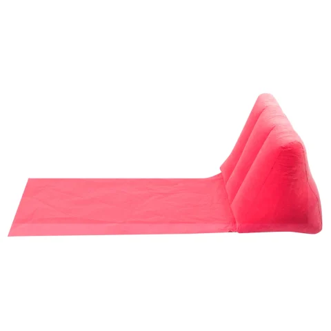 Mata plażowa z dmuchanym oparciem leżak z poduszką różowy