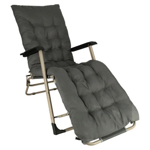 Leżak ogrodowy LUARO fotel składany turystyczny z poduszką szary