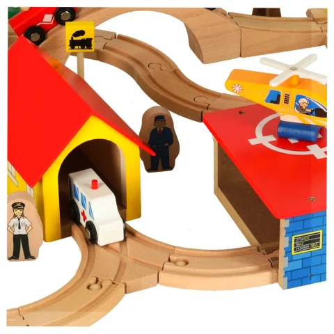 Kolejka drewniana pociąg lokomotywa miasto 69 elementów