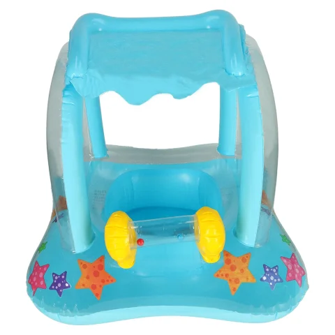 Kółko do pływania dla niemowląt koło pontonik dla dzieci dmuchany z siedziskiem z daszkiem max 24kg 3lata 72 cm