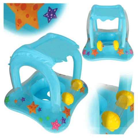 Kółko do pływania dla niemowląt koło pontonik dla dzieci dmuchany z siedziskiem z daszkiem max 24kg 3lata 72 cm