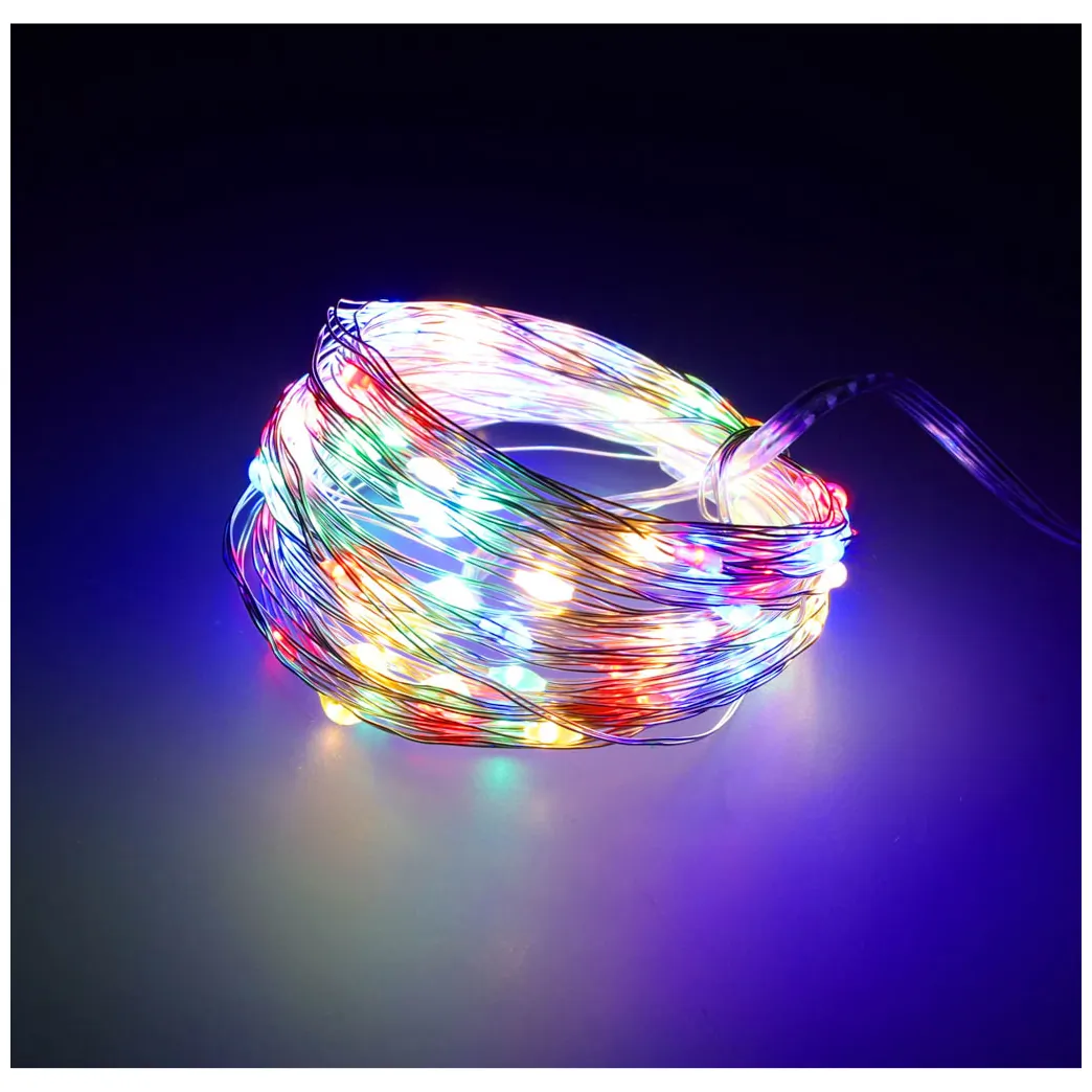 Lampki LED druciki dekoracyjne świąteczne choinkowe 10m 100LED multikolor - obrazek 2