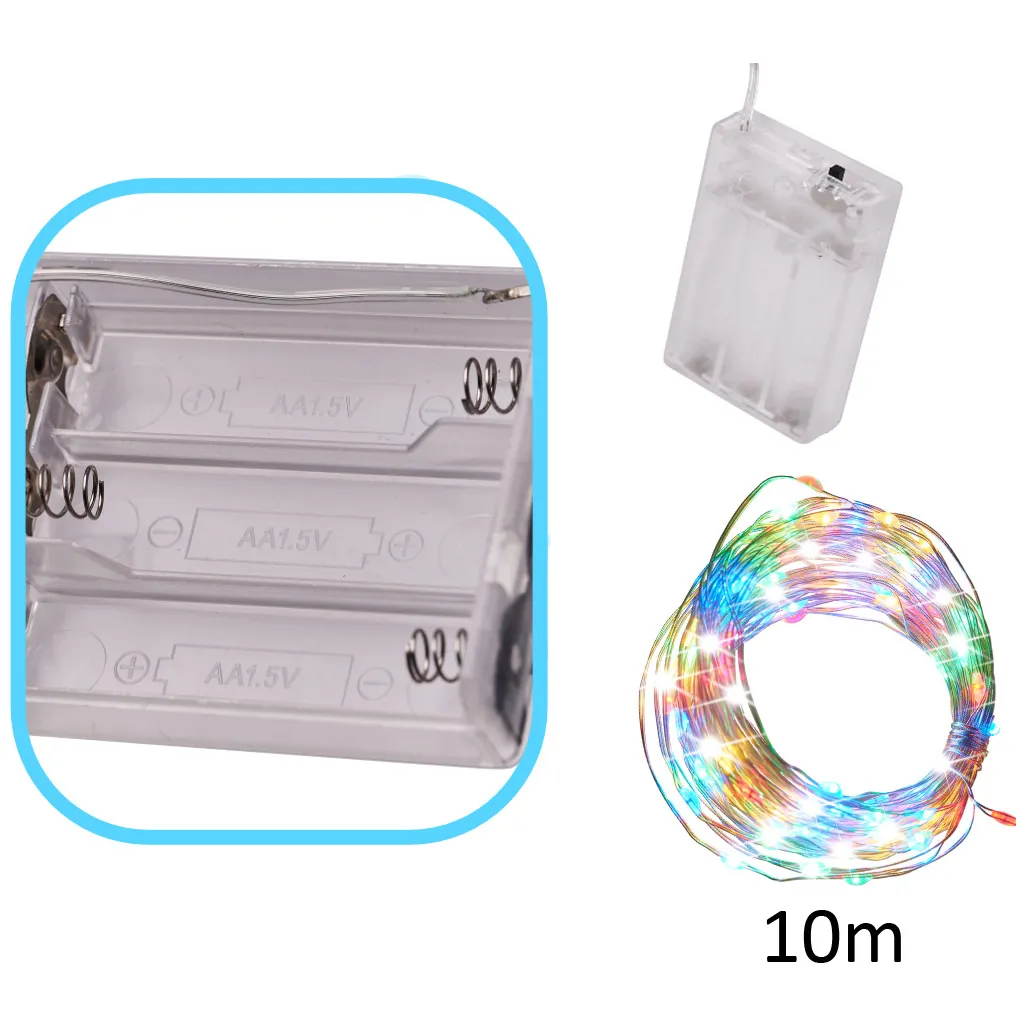 Lampki LED druciki dekoracyjne świąteczne choinkowe 10m 100LED multikolor - obrazek 4