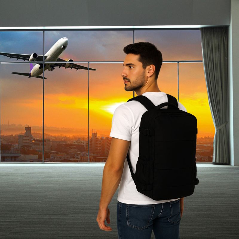 Plecak podróżny turystyczny bagaż czarny 45x30 cm - obrazek 12