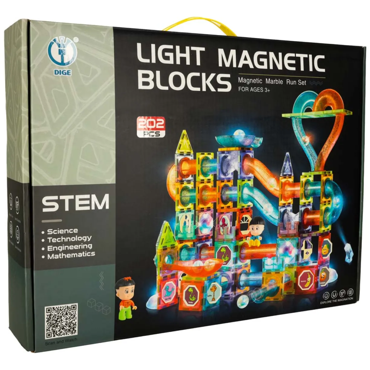 Klocki magnetyczne marble tor kulkowy świecący 202 elementy - obrazek 13