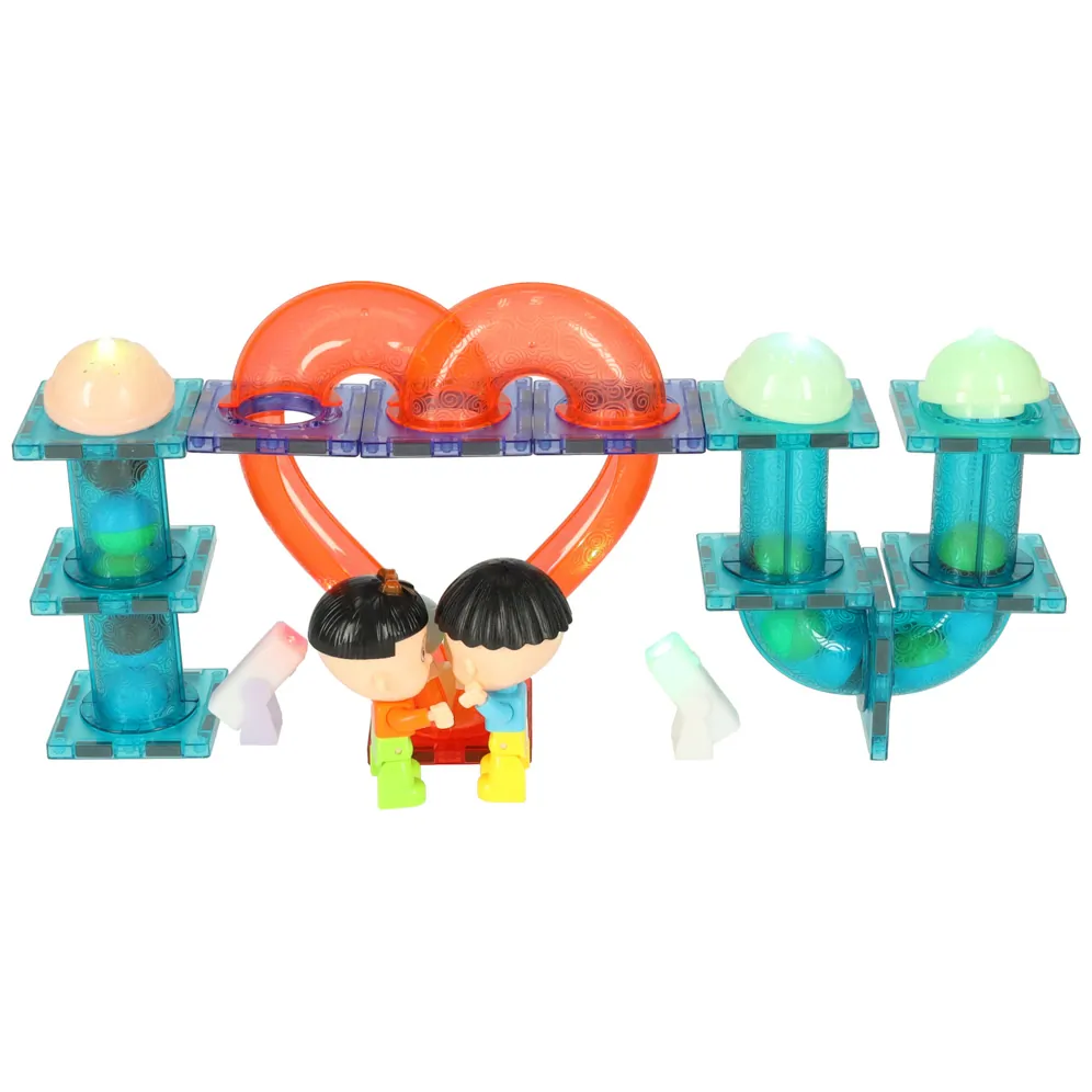 Klocki magnetyczne marble tor kulkowy świecący 202 elementy - obrazek 2