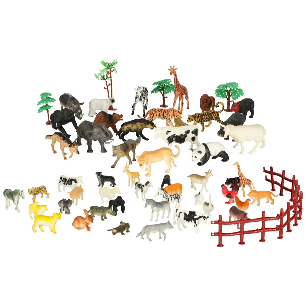 Figurki zwierząt zwierzęta zoo safari farma akcesoria skrzynka 59 el. - obrazek 5