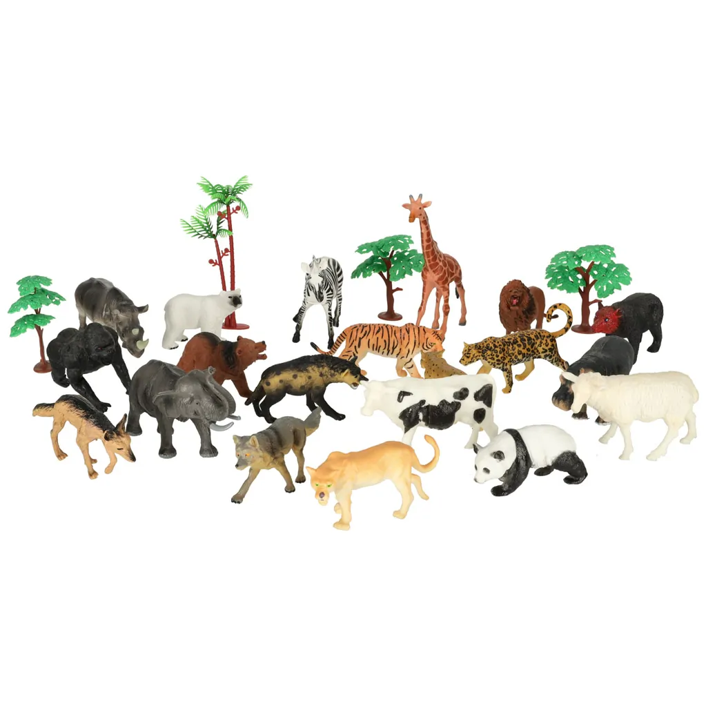 Figurki zwierząt zwierzęta zoo safari farma akcesoria skrzynka 59 el. - obrazek 6
