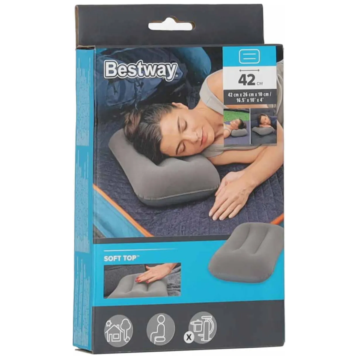 Poduszka dmuchana turystyczna welurowa BESTWAY 67121 szara - obrazek 8